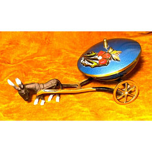 IRON Donkey Pulling Cart 1950s Metal Bowl Lid Midcentury Home Decor Candy Dish
